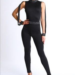 2 piece black set with rhinestones